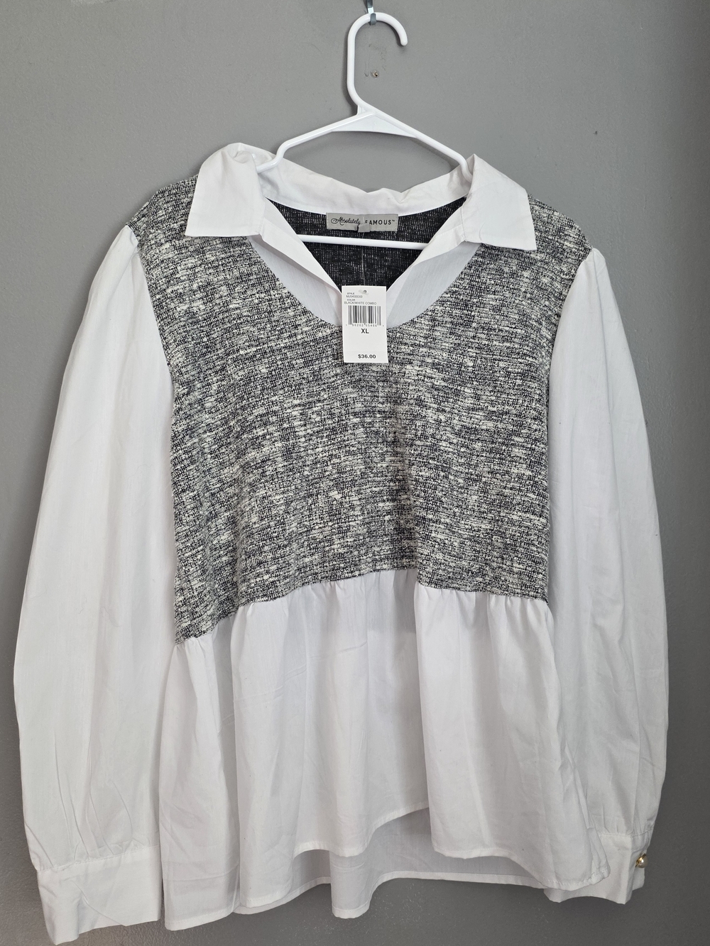 🌟NWT Absolutely Famous 2-in-1 Layered Peplum Top - Size XL
